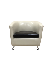 Кресло «Волна», экокожа Oslo, кремовый-шоколадный