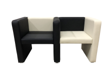 Диван-кресло «Лилит» двухместный, экокожа Pegaso, бежевый-черный