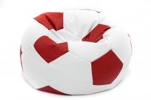 Кресло-мяч белый, красный (экокожа)