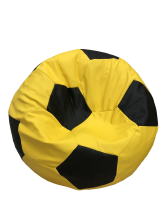 Кресло-мяч желтый, черный (экокожа)