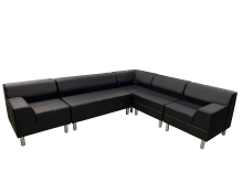 Угловой диван «Флагман» четырехместный, экокожа Pegaso, черный - 62800 ₽