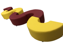 Комплект «Радуга» шестиместный, экокожа Pegaso, красно-желтый