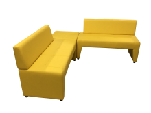 Угловой диван «Ритм» четырехместный с столом, экокожа Pegaso, желтый
