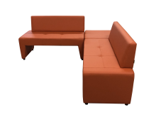 Угловой диван «Ритм» четырехместный с столом, экокожа Pegaso, оранжевый