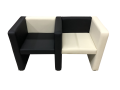 Фото 1: Диван-кресло «Лилит» двухместный, экокожа Pegaso, бежевый-черный