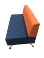 Фото 2: Секция «Вайт» двухместная, экокожа Pegaso, оранжево-синяя