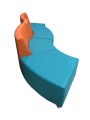 Фото 3: Диван «Дуга» четырехместный к.1, экокожа Pegaso, оранжево-бирюзовый
