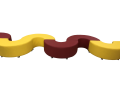Фото 1: Комплект «Радуга» шестиместный, экокожа Pegaso, красно-желтый