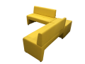 Фото 1: Угловой диван «Ритм» четырехместный с столом, экокожа Pegaso, желтый